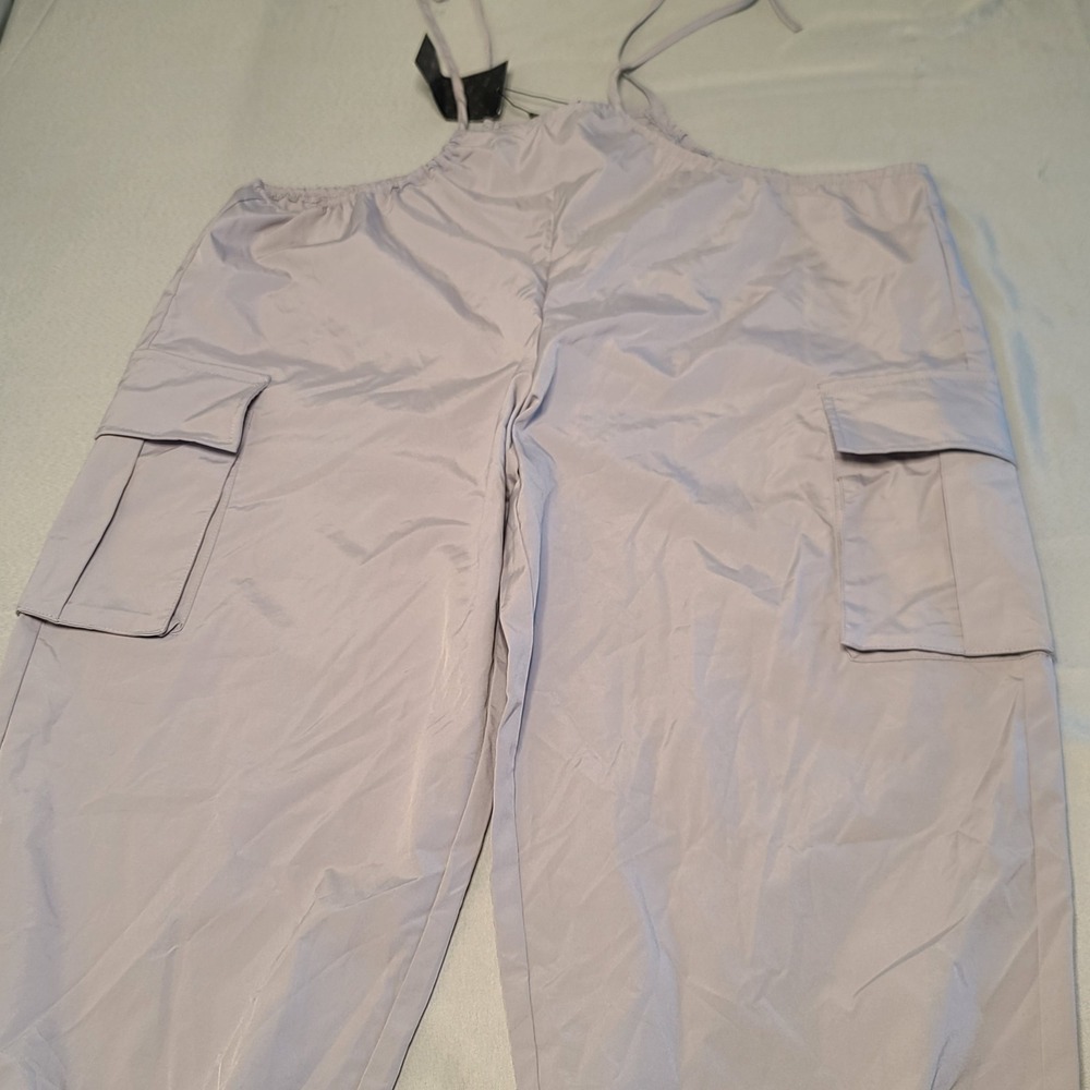 SHEIN SXY Cargo Jumpsuit Women S Grey Tie Strap Utility Jogger Streetwear NEW